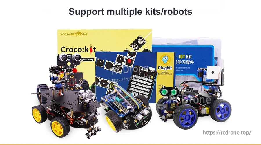 Examples of compatible robotics kits showing the speech synthesis module used in different robot builds
