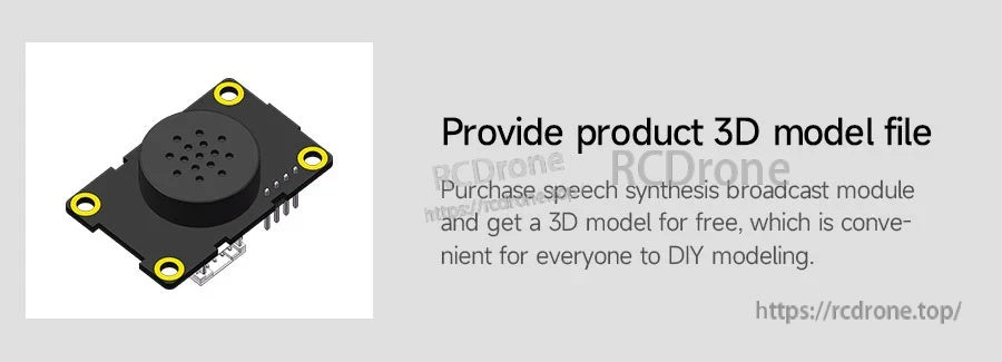 Yahboom XFS5152CE speech synthesis broadcast module with small speaker on a black PCB and four mounting holes