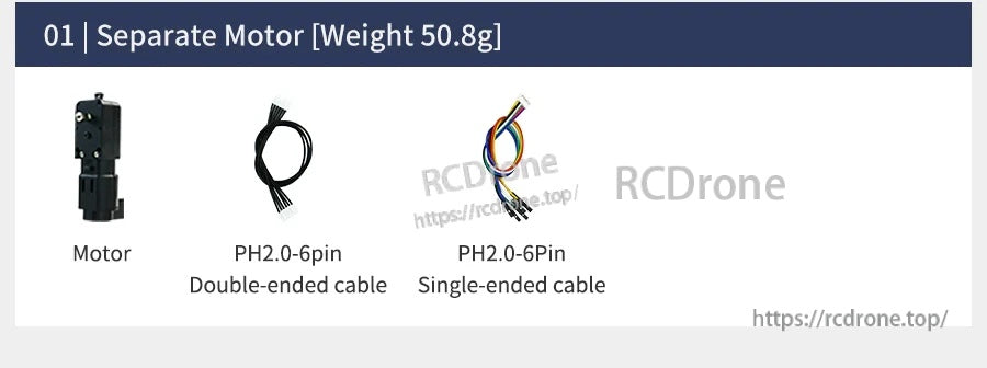 Yahboom TT DC gear motor with PH2.0 6-pin hall encoder connector, plus single- and double-ended cables