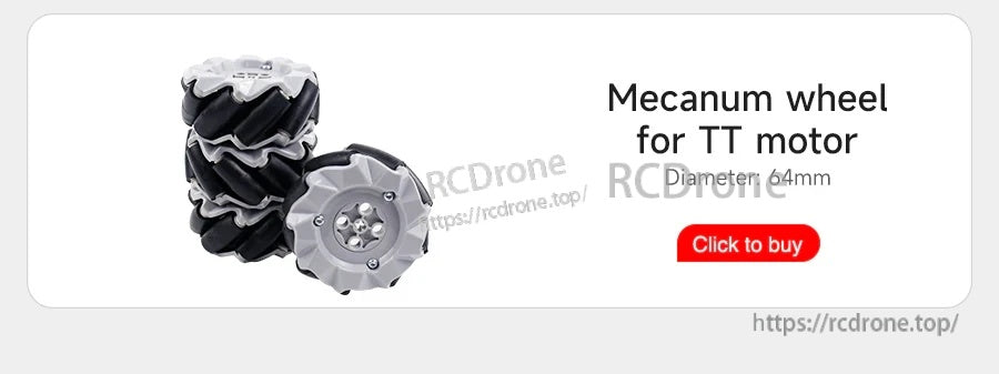Mecanum wheel accessory for TT motor, 64mm diameter omni-directional wheel set