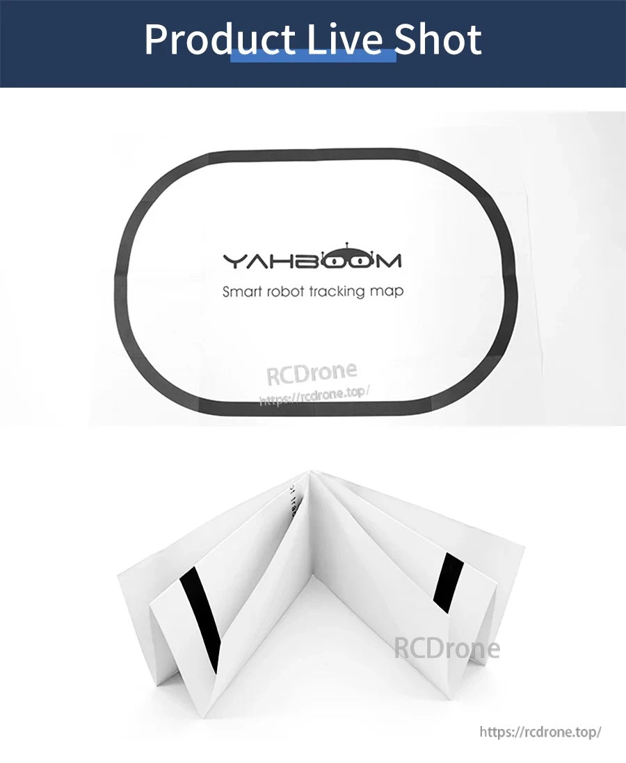 Live shot of Yahboom smart robot tracking map with oval ring plus foldable paper design for easy storage