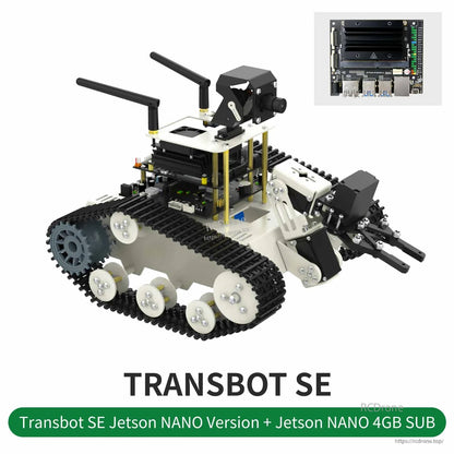 TRANSBOT SE Jetson NANO Version + Jetson NANO 4GB SUB, tracked robot with arm and PTZ camera