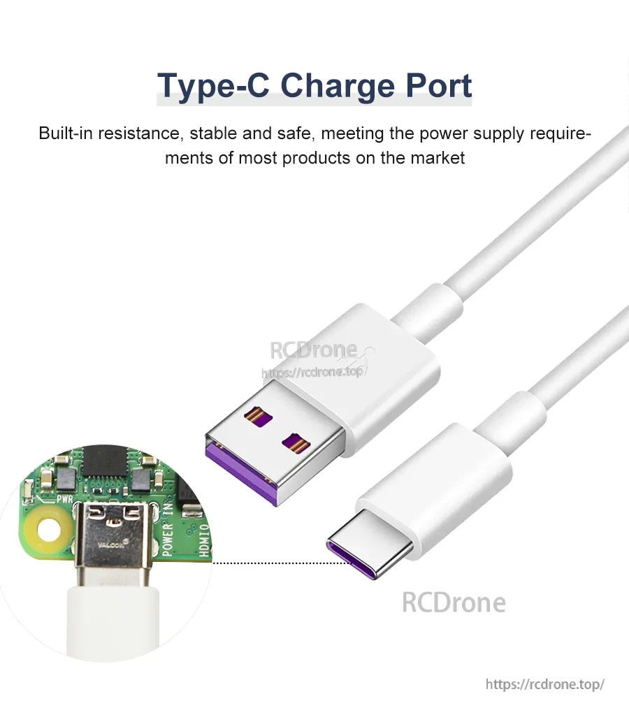 Close-up of USB-A to Type-C connectors highlighting the Type-C charge port and stable built-in resistance design