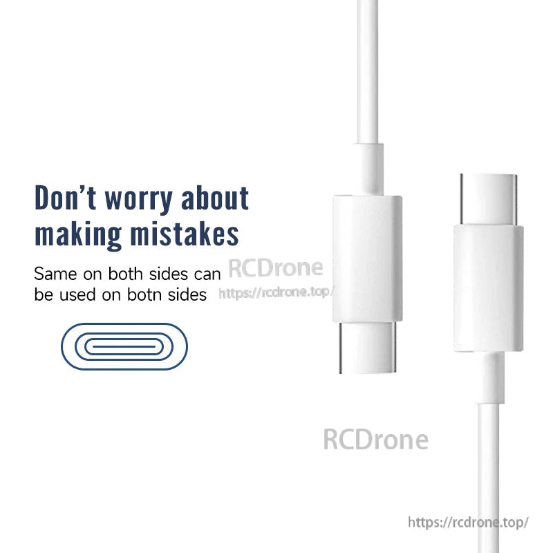 Reversible USB-C connector close-up graphic showing same plug works either direction on both sides