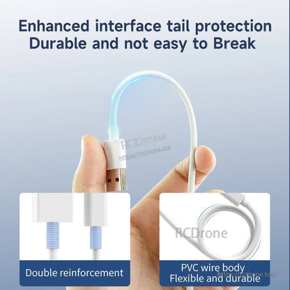 Durability graphic highlighting reinforced cable neck and flexible PVC wire body bend test