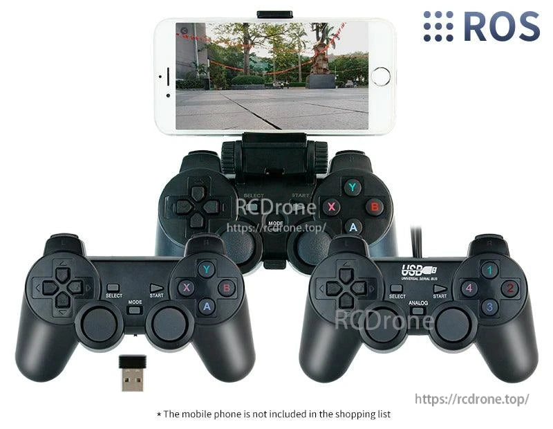 Yahboom USB 2.4G Wireless/Wired PS2 Remote Control Handle for ROS/ROS2 Robot & Smart Car (15m)