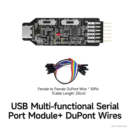 Package contents: serial port module with 10-pin female-to-female Dupont jumper wires (20 cm)