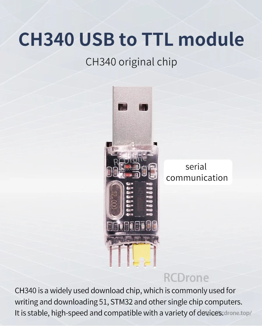 Yahboom CH340G USB to TTL module with 3.3V/5V selectable UART serial adapter and 6-pin header
