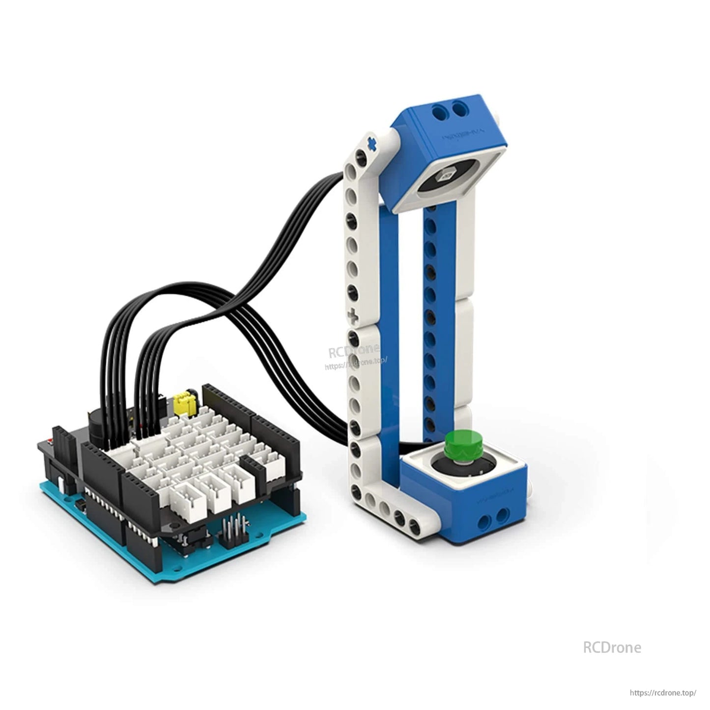 Sensor expansion board wired to a build model, showing multiple PH2.0 module connections in use