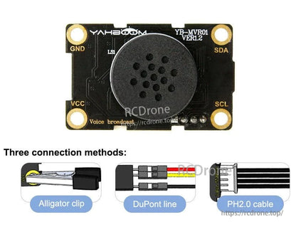XFS5152CE I2C speech synthesis module with connection options: alligator clip, DuPont line, PH2.0 cable