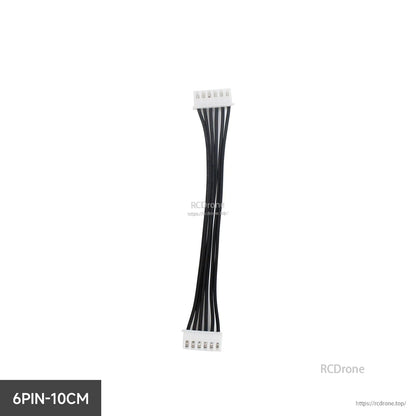 6-pin XH2.54 connection cable, 10 cm length, black wire with white 6-pin connectors