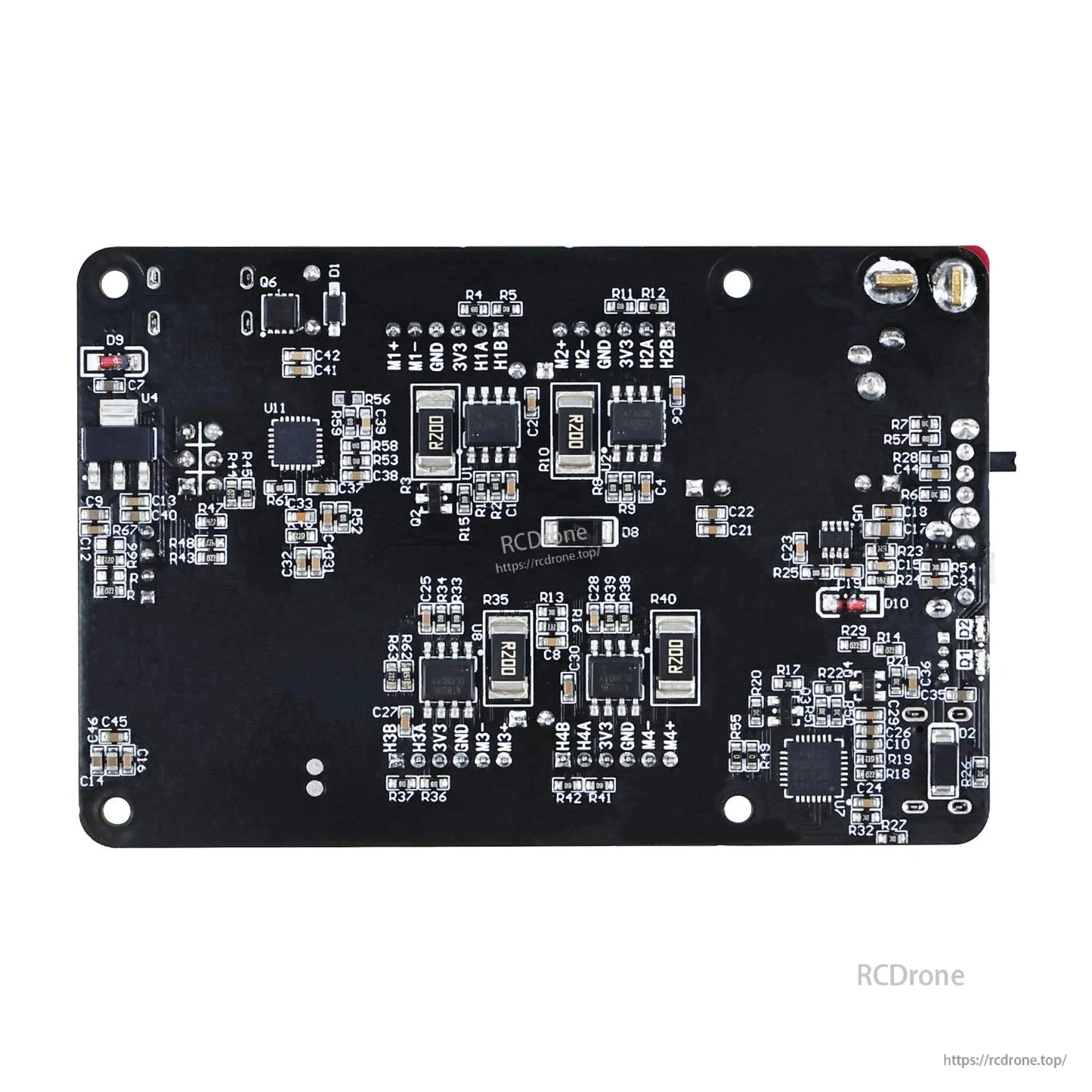 Rear PCB view of Yahboom YB-EET01-V2.0 micro ROS control board showing SMD components and solder points