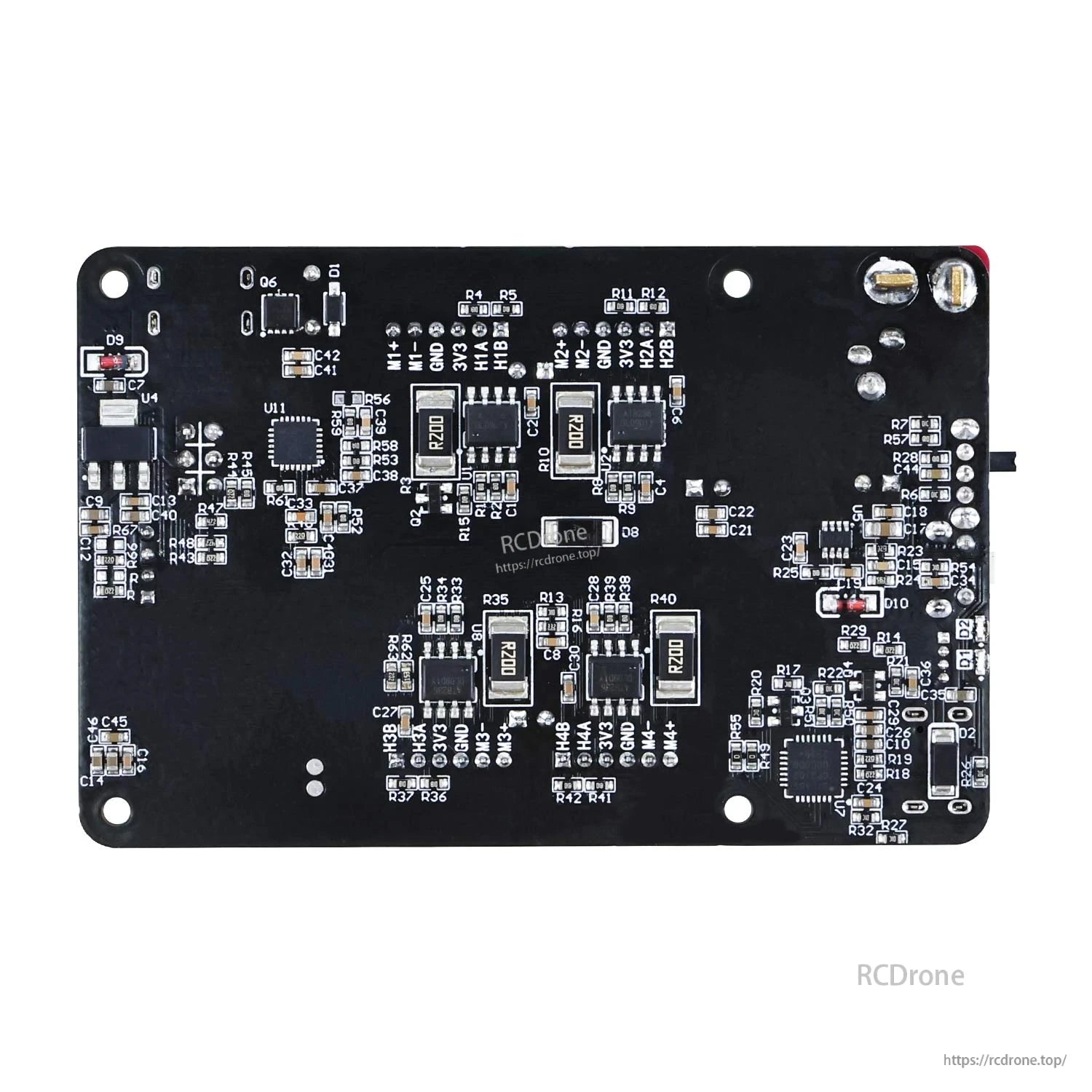 Rear PCB view of Yahboom YB-EET01-V2.0 micro ROS control board showing SMD components and solder points