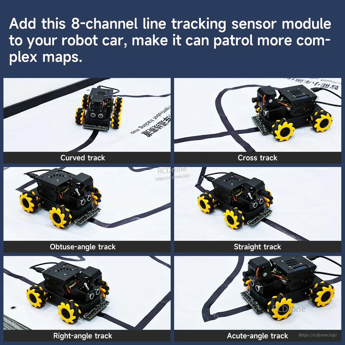 Yahboom YB-MX04-2.0 8-Channel Infrared Tracking Sensor Module for Robot Car Line Following (I2C/Serial/GPIO)