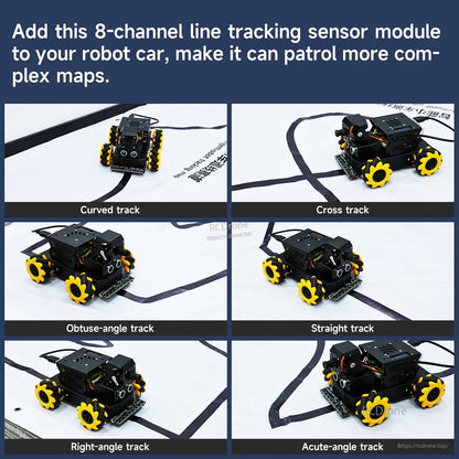 Yahboom YB-MX04-2.0 8-Channel Infrared Tracking Sensor Module for Robot Car Line Following (I2C/Serial/GPIO)