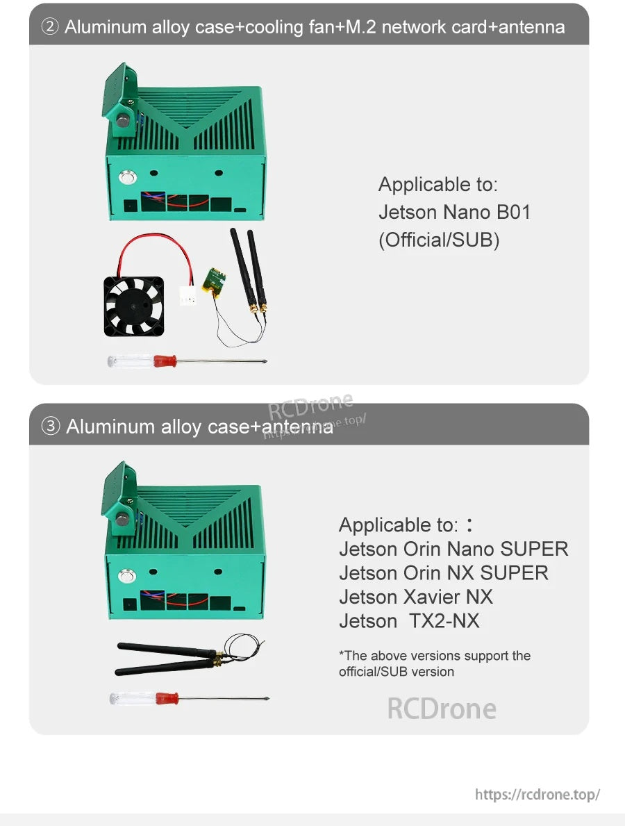 Configuration options with M.2 network card antennas and antenna-only version for select Jetson boards