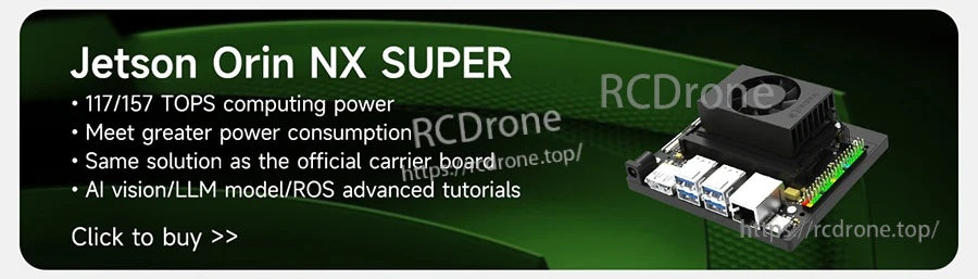 Banner for Jetson Orin NX SUPER developer kit listing TOPS performance and tutorial support