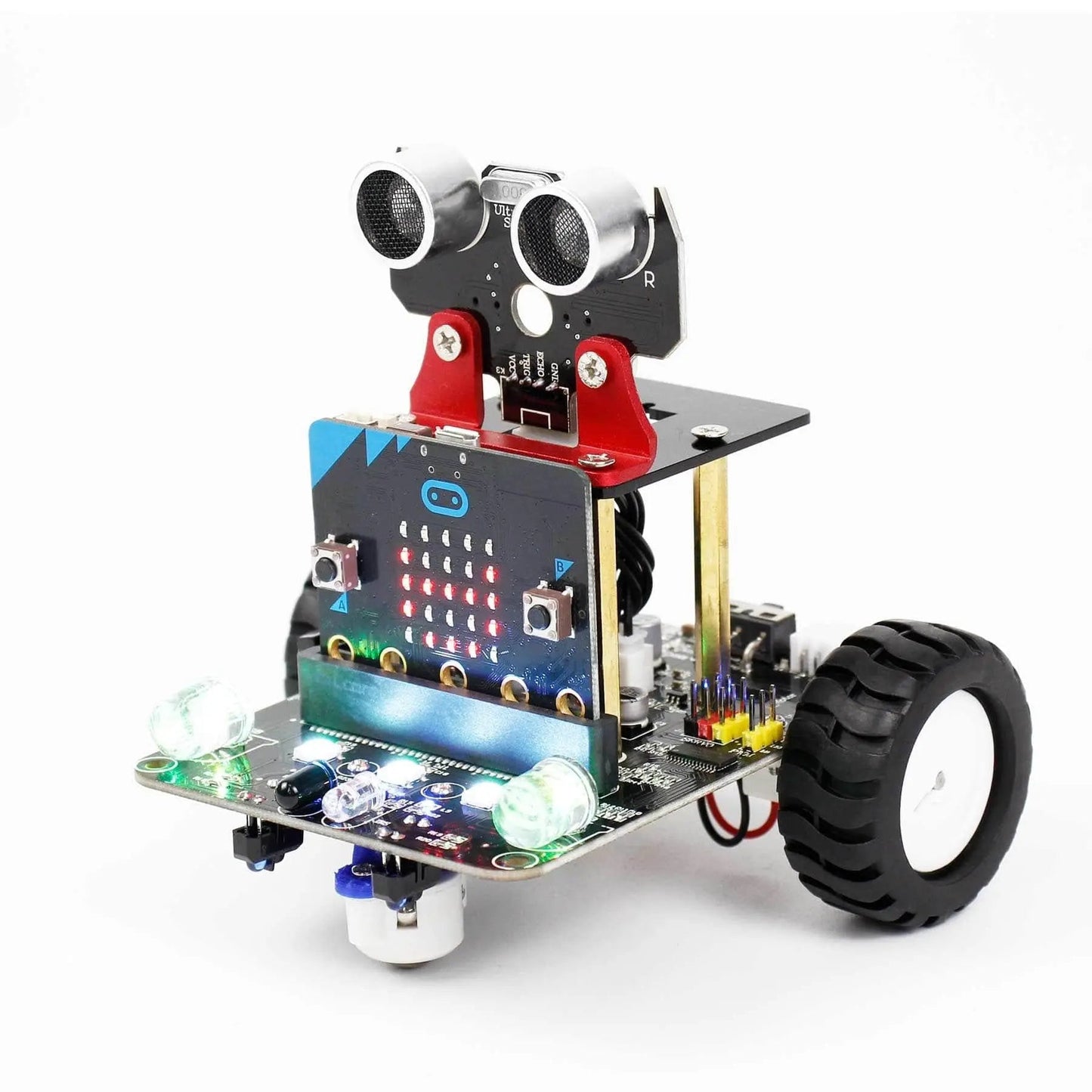 Yahboom micro:bit Bitbot Smart Robot assembled car with ultrasonic sensor and micro:bit LED display