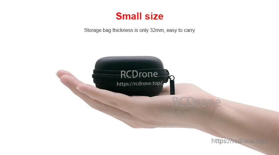 Palm-sized micro:bit mini storage bag showing small 32 mm thick portable case