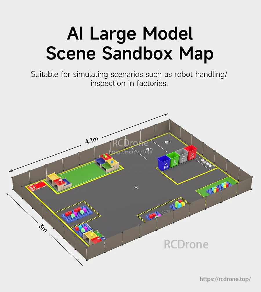 Yahboom AI Large Model Scene Sandbox Map with optional fence layout, 4.1 m × 3 m arena footprint