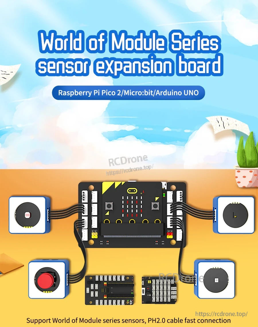 Yahboom World of Module Series sensor expansion board with PH2.0 ports for Micro:bit, UNO, Pico
