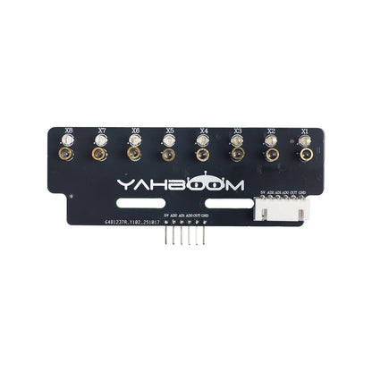 Yahboom 8-Channel Grayscale Line Tracking Sensor module front view with X1–X8 sensors and connector