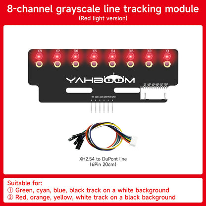 8-channel grayscale line tracking module red light version with XH2.54 to DuPont cable included