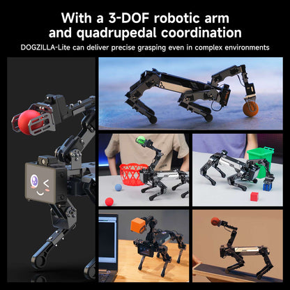 With a 3-DOF robotic armand quadrupedal coordination