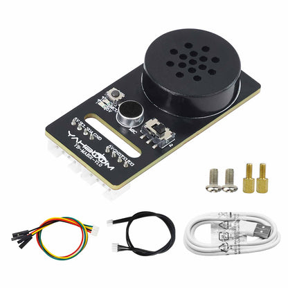 Yahboom CI1302 AI voice interaction module kit with speaker board, Type‑C cable, jumper wires, screws