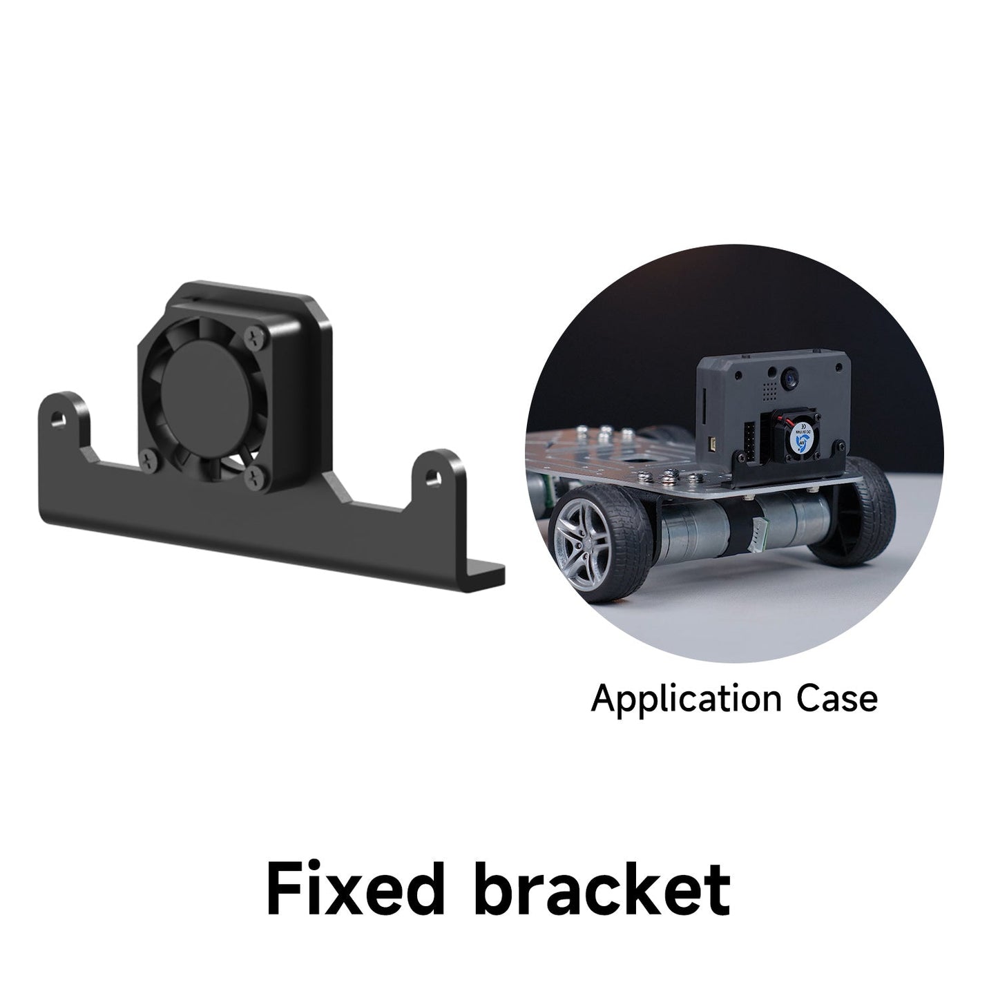 Fixed bracket application case graphic showing bracket and example robot installation