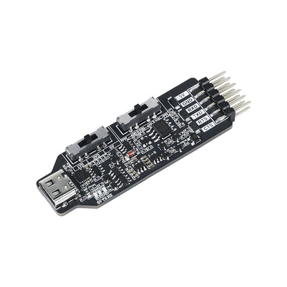 Yahboom USB multi-functional serial port module with USB-C and header pins, top angled view