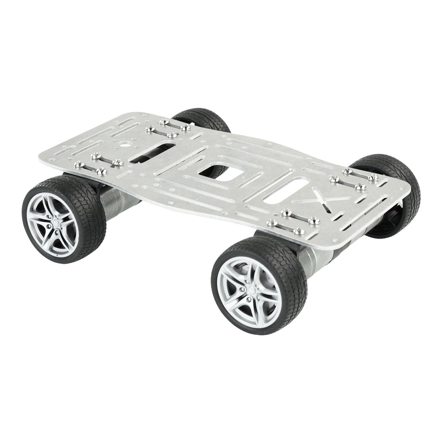 Yahboom Mini Wheeled Robot aluminum chassis base with four wheels, angled top view