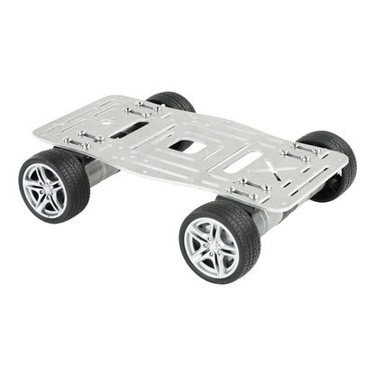 Yahboom Mini Wheeled Robot aluminum chassis base with four wheels, angled top view