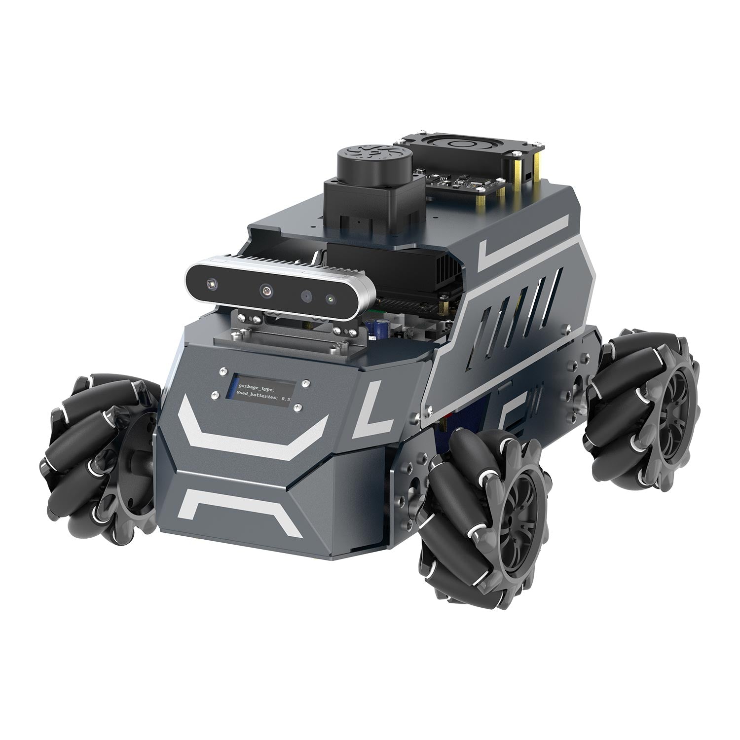 Yahboom ROSMASTER M1 ROS2 Robot mecanum wheel mobile base with front depth camera and stacked sensors