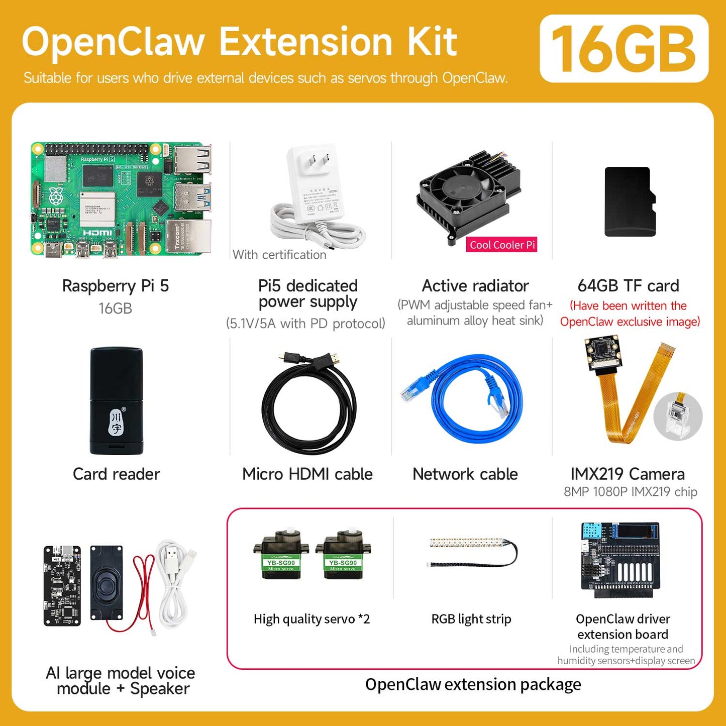 Raspberry Pi 5 AI Large Model Board and Starter Kit(1G/2G/4G/8G/16G)