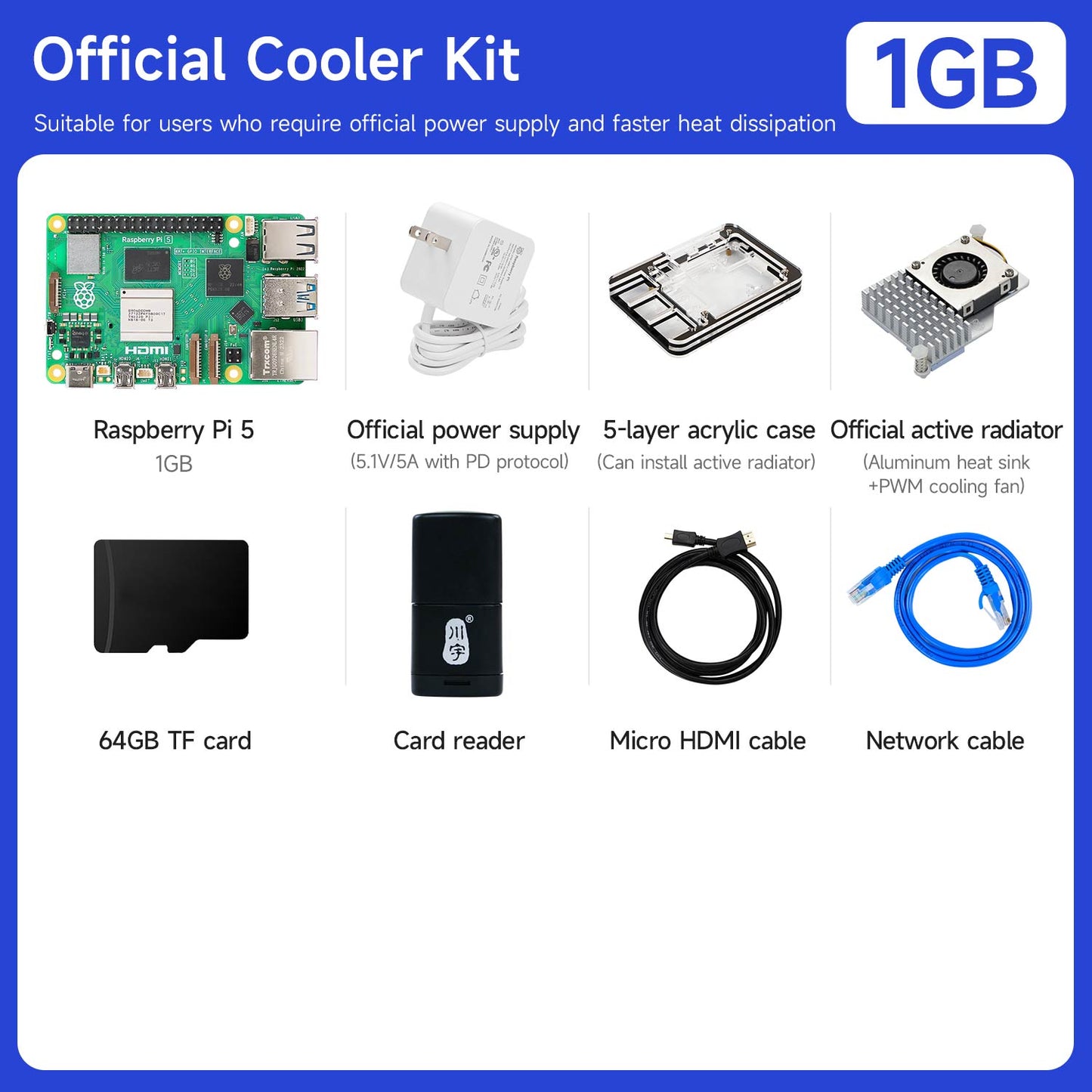 Raspberry Pi 5 AI Large Model Board and Starter Kit(1G/2G/4G/8G/16G)