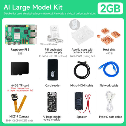 Raspberry Pi 5 AI Large Model Board and Starter Kit(1G/2G/4G/8G/16G)
