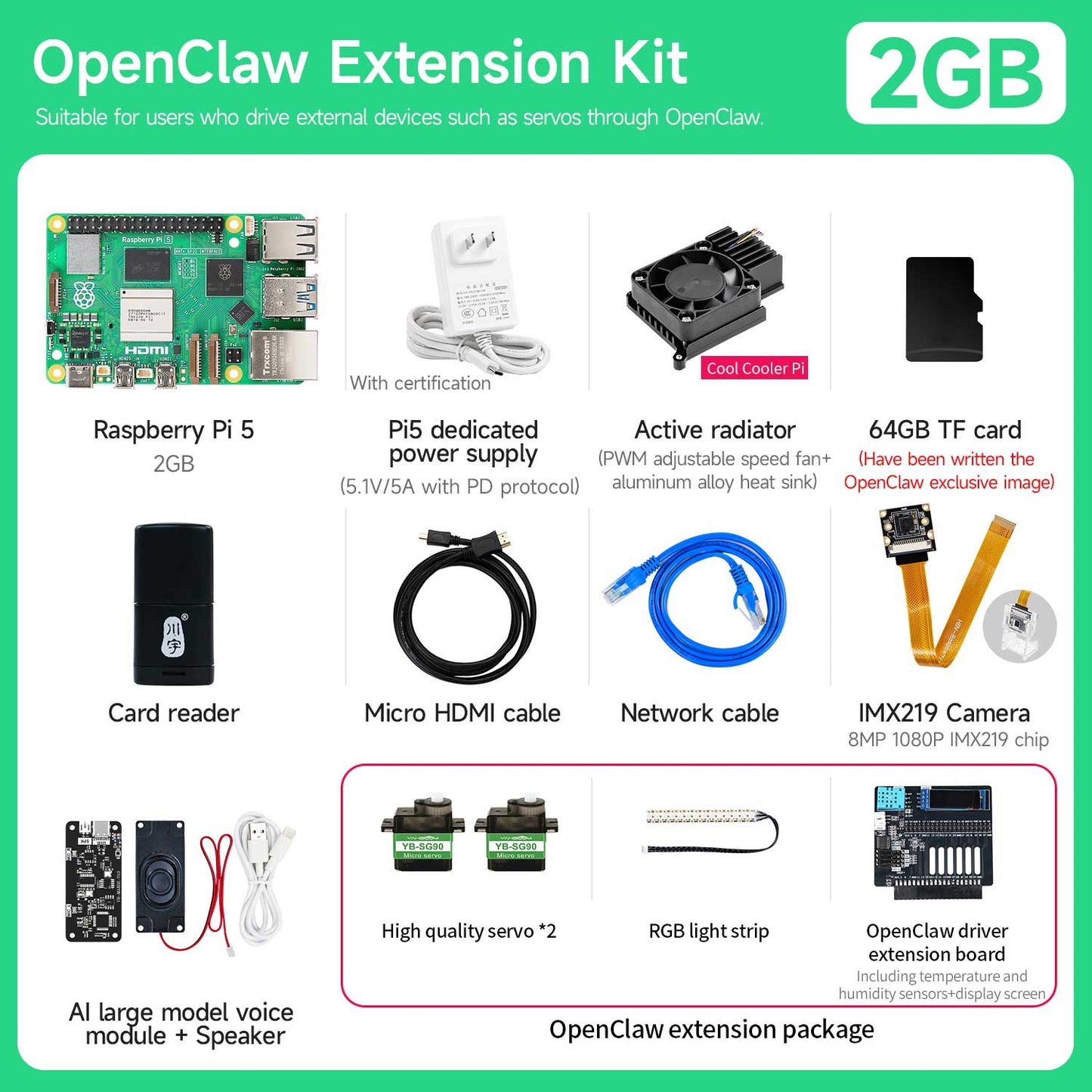 Raspberry Pi 5 AI Large Model Board and Starter Kit(1G/2G/4G/8G/16G)