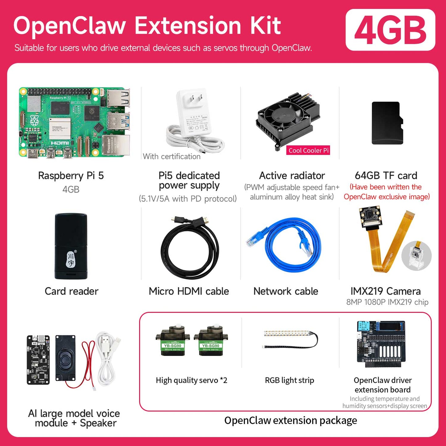 Raspberry Pi 5 AI Large Model Board and Starter Kit(1G/2G/4G/8G/16G)