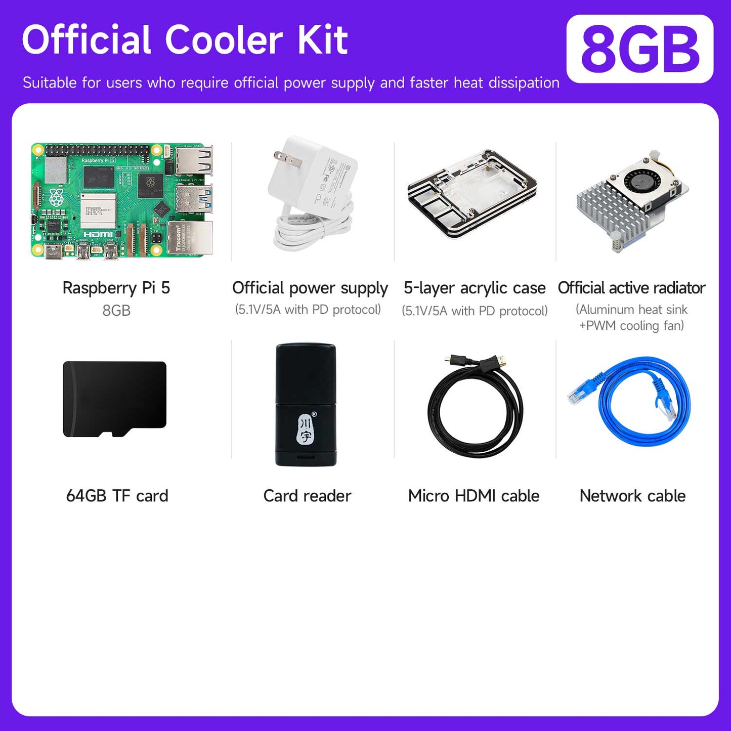 Raspberry Pi 5 AI Large Model Board and Starter Kit(1G/2G/4G/8G/16G)