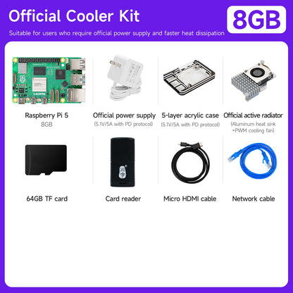 Raspberry Pi 5 AI Large Model Board and Starter Kit(1G/2G/4G/8G/16G)