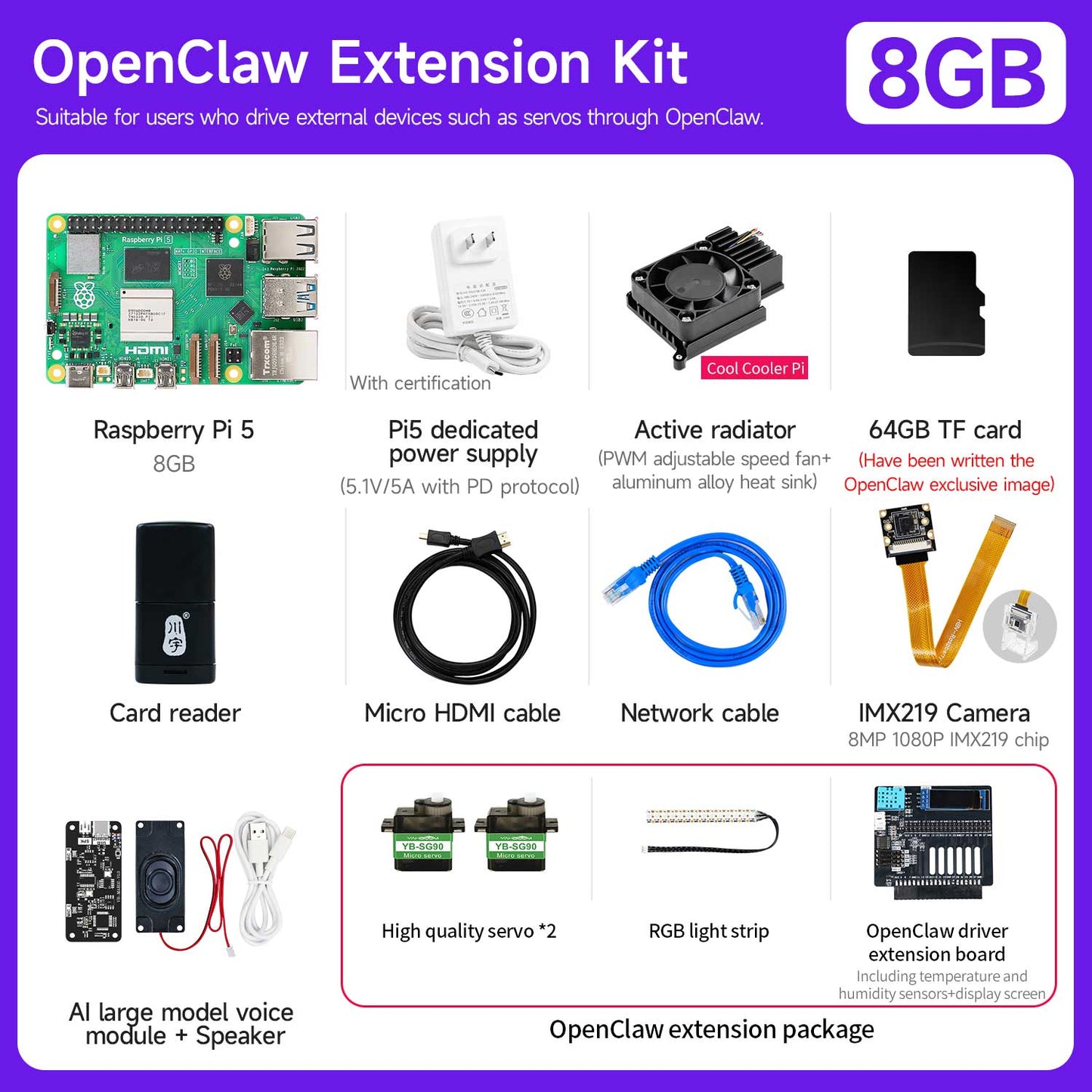 Raspberry Pi 5 AI Large Model Board and Starter Kit(1G/2G/4G/8G/16G)