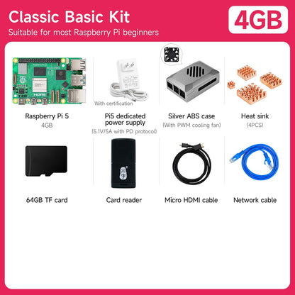 Yahboom Raspberry Pi 5 KI Großmodell-Platine und Starterkit (1GB/2GB/4GB/8GB/16GB)