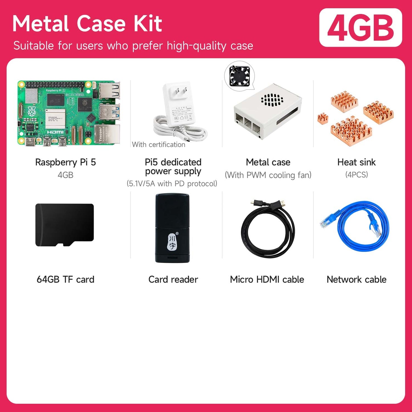 Yahboom Raspberry Pi 5 KI Großmodell-Platine und Starterkit (1GB/2GB/4GB/8GB/16GB)