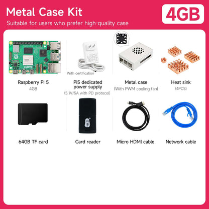 Yahboom Raspberry Pi 5 KI Großmodell-Platine und Starterkit (1GB/2GB/4GB/8GB/16GB)