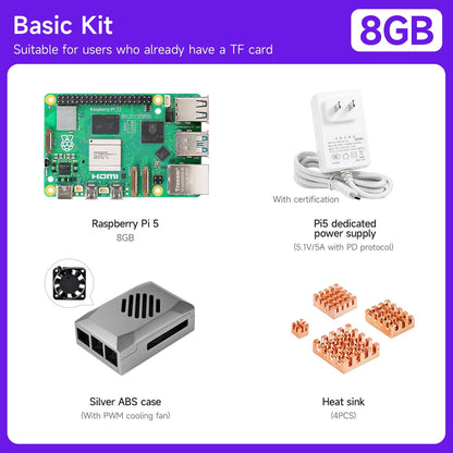 Yahboom Raspberry Pi 5 KI Großmodell-Platine und Starterkit (1GB/2GB/4GB/8GB/16GB)
