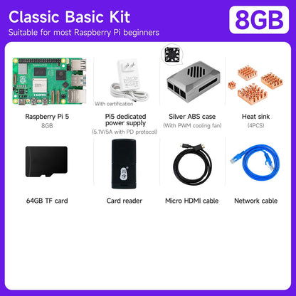 Yahboom Raspberry Pi 5 KI Großmodell-Platine und Starterkit (1GB/2GB/4GB/8GB/16GB)