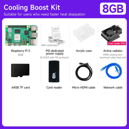 Yahboom Raspberry Pi 5 KI Großmodell-Platine und Starterkit (1GB/2GB/4GB/8GB/16GB)
