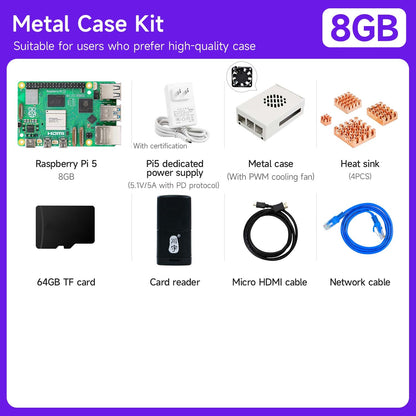 Yahboom Raspberry Pi 5 KI Großmodell-Platine und Starterkit (1GB/2GB/4GB/8GB/16GB)
