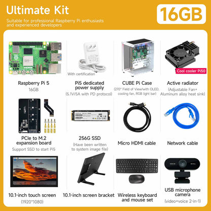 Yahboom Raspberry Pi 5 KI Großmodell-Platine und Starterkit (1GB/2GB/4GB/8GB/16GB)